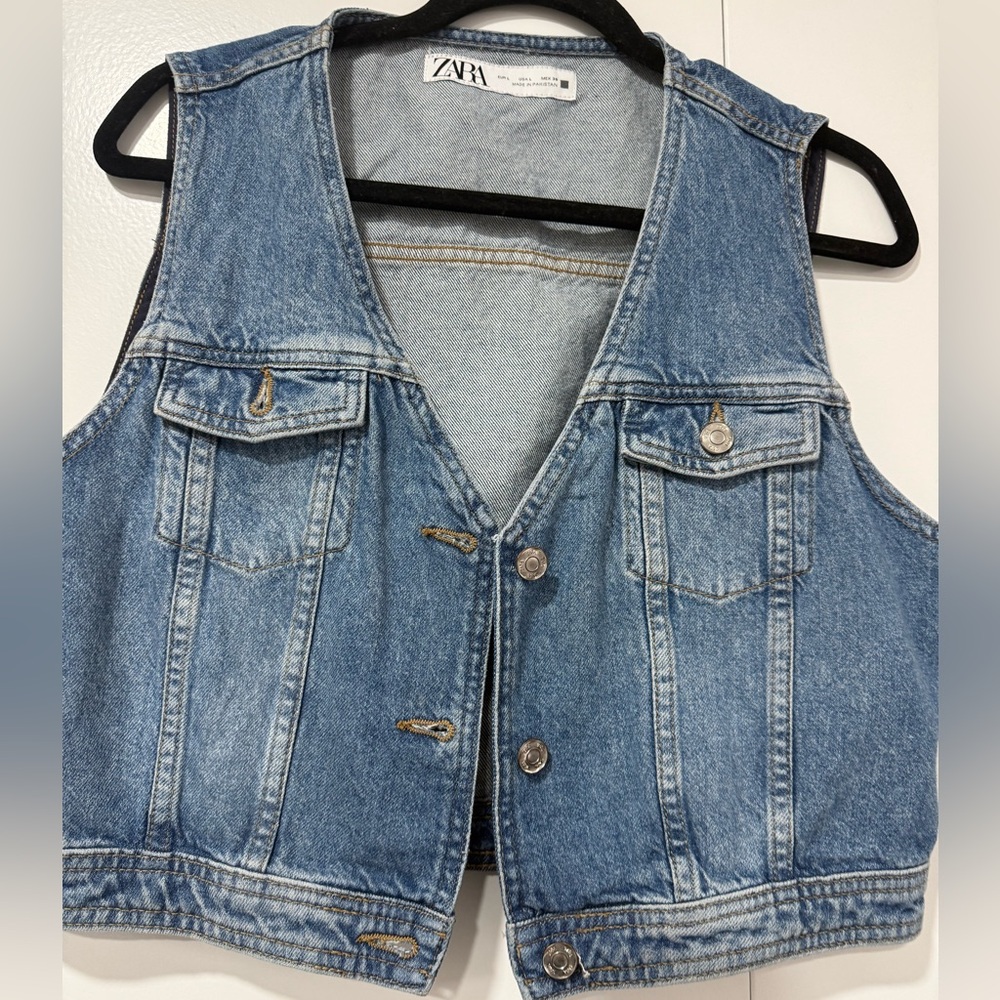 Zara Light Blue Denim Vest
